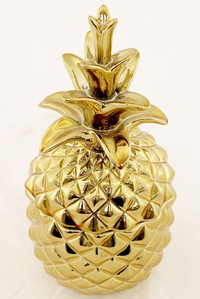 Ananas Gold, figurka ceramiczna / pojemnik, wys.19.5x9.5cm
