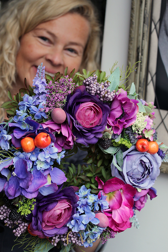 fioletowo-błękitny wianek na drzwi Ella, śr.27cm