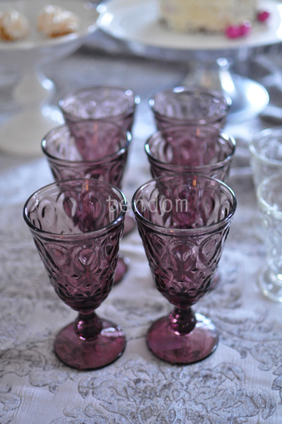 OD RĘKI Lyonnais / Charlotte 6 różowych kielichów La Rochere, wys.16cm 