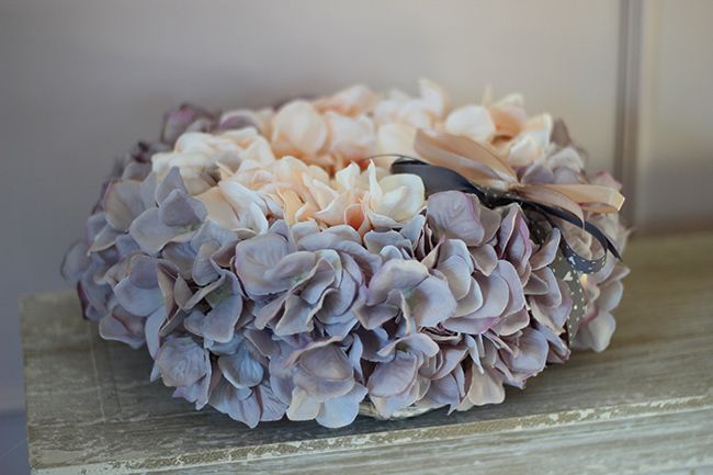 Ombre Hortensja wianek na drzwi, śr.32cm  