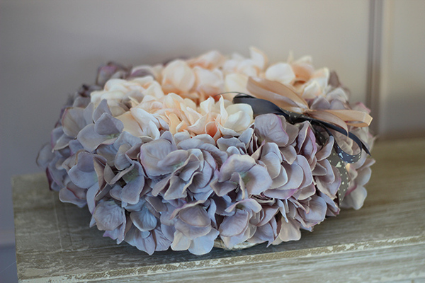 Ombre Hortensja wianek na drzwi, śr.32cm  