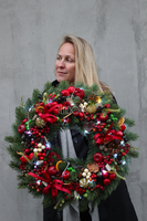Christmas Decor, wianek / stroik świąteczny z lampkami, śr.48cm