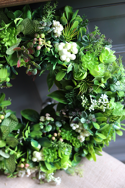 efektowny zielony wianek stroik dekoracyjny Zioła 2, Leaves, śr.40cm