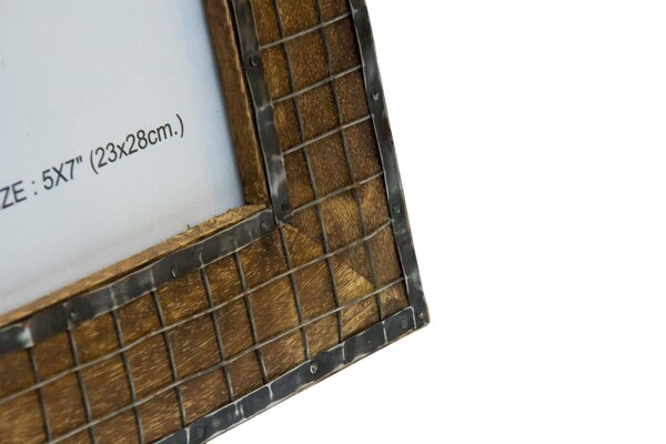 ramka na zdjęcie z drewna mangowego kratka B 13x18cm