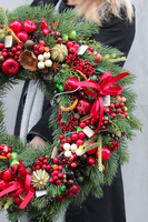 Christmas Decor, wianek / stroik świąteczny z lampkami, śr.48cm