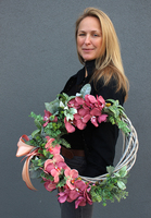 elegancki wianek z różowymi storczykami, Orchid Pink, śr.45cm
