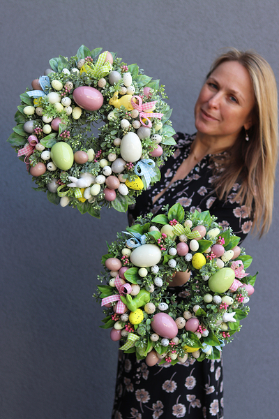 wianek na drzwi / stroik wielkanocny Pastele, śr.32cm
