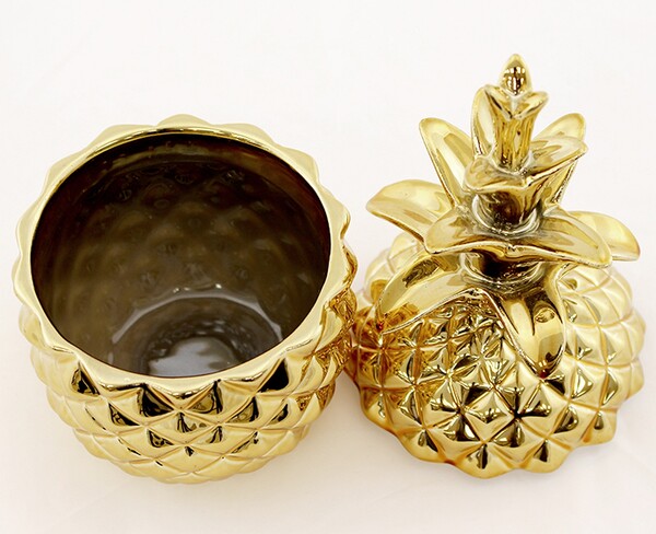 Ananas Gold, figurka ceramiczna / pojemnik, wys.19.5x9.5cm