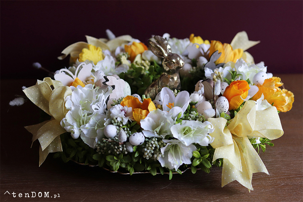 Margarita, wielkanocny stroik z zajączkiem, śr.35cm