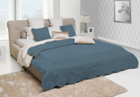 dekoracyjna narzuta velvetowa Villa błękit, wym.240x220cm