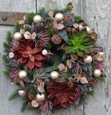 dekoracja świąteczna / wianek na drzwi Sukulenty Zimowe, śr.28cm