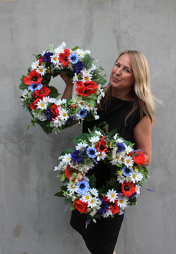 barwny wianek na drzwi Letnia Łąka, śr.38cm