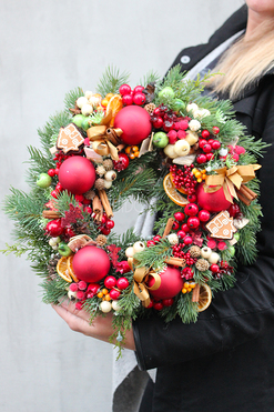 zimowy wianek / stroik świąteczny Christmas Decor śr.30cm