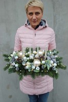 zimowy stroik świąteczny na stół White Snow, wym.60x30x19cm 