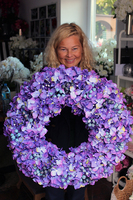 Fioletowa Hortensja Beti z borówką, ogromny wianek śr.60cm