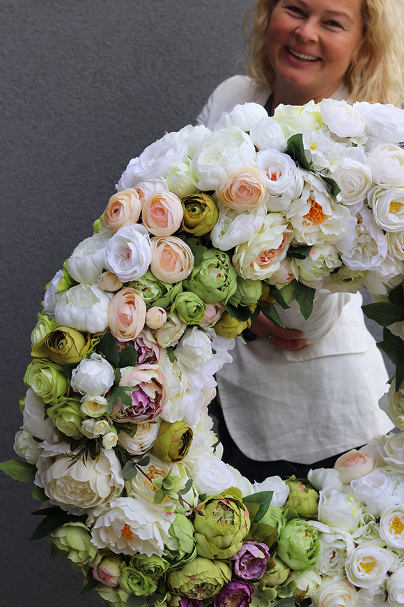 Caryca Katarzyna Green&White bardzo duży wianek na drzwi, śr.80cm  