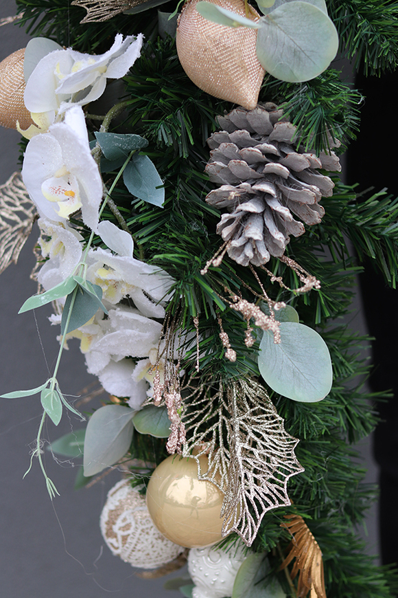 bożonarodzeniowa girlanda, Perłowo - Złota Kamila, dł.150cm