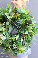 bogaty zielony wianek na drzwi, Jungle Leaves, śr.40cm