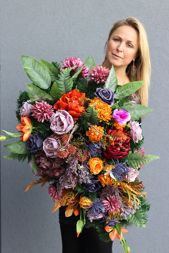 barwna wiązanka nagrobna, Jesienna Melodia, dł.82cm 