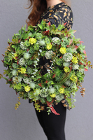 duży zielony wianek z liści, Leaves for You, śr.45cm