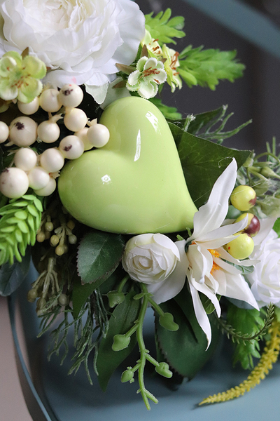 kwiatowy zielony wianek, Serce Leonna, śr.43cm