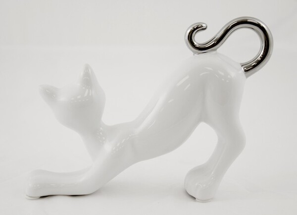 ceramiczna figurka Kot C, wym.12.5x16.5x4cm