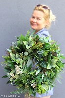 bogaty zielony wianek na drzwi, Jungle Leaves, śr.40cm