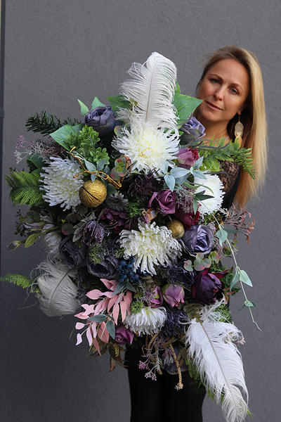 elegancka wiązanka nagrobna, Selenida, dł.77cm