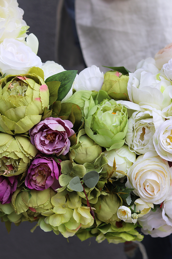 Caryca Katarzyna Green&White bardzo duży wianek na drzwi, śr.80cm  