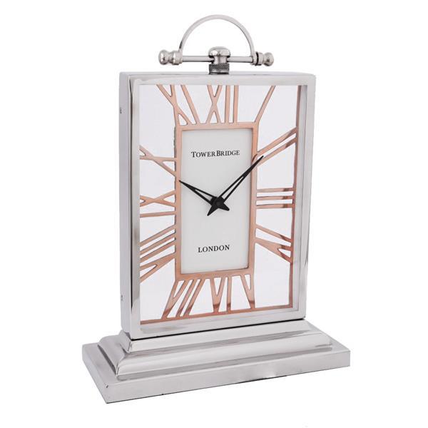 Barnes Silver Small, zegarek gabinetowy glamour, wym.43.5x31x13cm