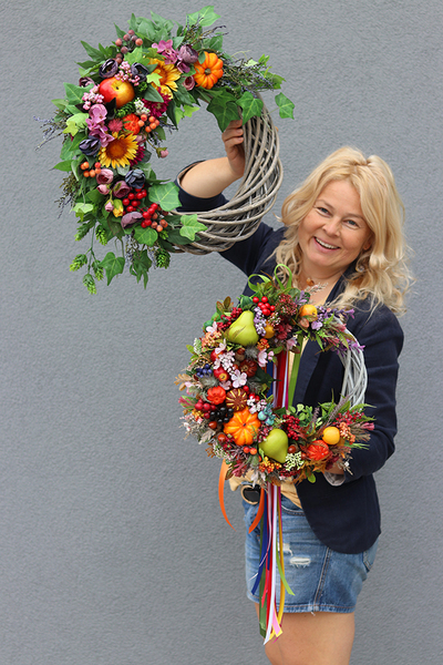 jesienny kwiatowo-owocowy wianek, Radość Jesieni, śr.41cm  