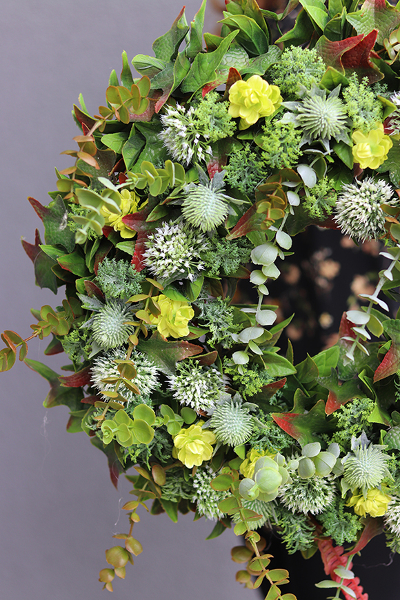 duży zielony wianek z liści, Leaves for You, śr.45cm