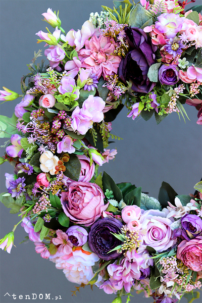 Caryca Purple 2, bajeczny kwiatowy wianek, śr.50cm