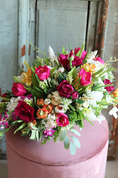 dekoracja kwiatowa, Wiosenna Tęcza 2, wym.30x45cm