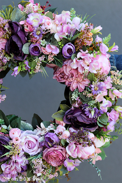 Caryca Purple 2, bajeczny kwiatowy wianek, śr.50cm  