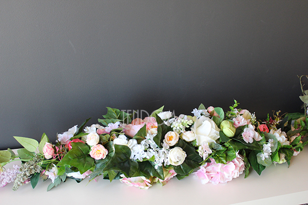 Różana girlanda jednostronna / zwis dł. 110cm, szer. 23cm