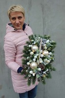 zimowy stroik świąteczny na stół White Snow, wym.60x30x19cm 