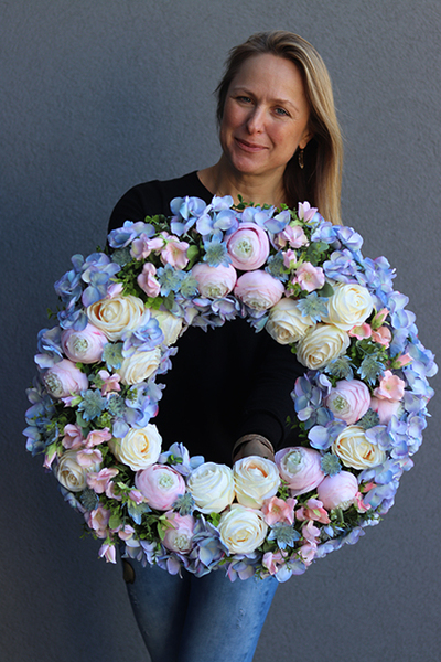 duży wiosenny wianek Seronida, śr.55cm 