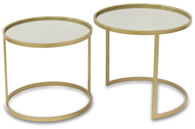 Gracja Gold, kpl. 2 okrągłych lustrzanych stolików