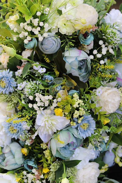 kompozycja / wiązanka nagrobna, Niebieska Poświata, dł.65cm