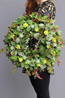 duży zielony wianek z liści, Leaves for You, śr.45cm