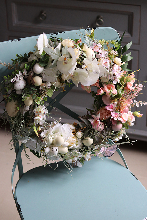 dekoracyjny wielkanocny wianek na drzwi, Theressa, śr.43cm