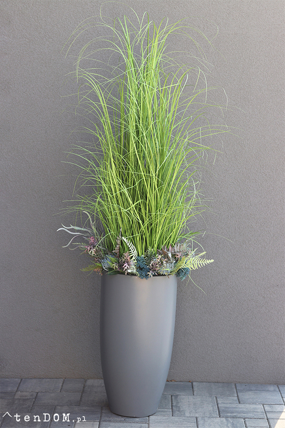 Fiberglass Grande Urszula, trawy i zioła w donicy fiberglass, wys.160cm