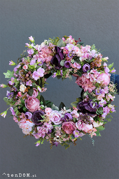 Caryca Purple 2, bajeczny kwiatowy wianek, śr.50cm