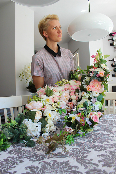 Różana girlanda jednostronna / zwis dł. 110cm, szer. 23cm