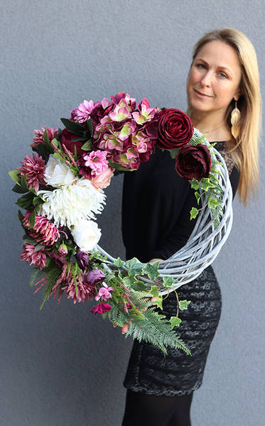 duży asymetryczny wianek, Ulena, śr.48cm 