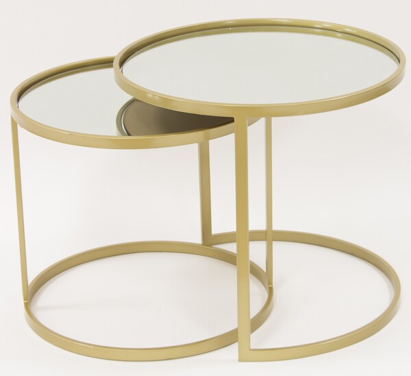 Gracja Gold, kpl. 2 okrągłych lustrzanych stolików