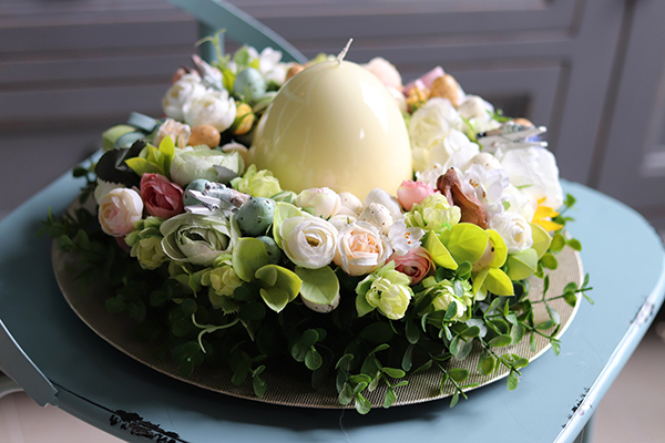 Easteria Bajkowa, wielkanocny stroik ze świecą, śr. 33cm