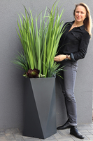 kompozycja Nevis Design, Trawy & Sukulenty w szarej donicy, wys.160cm