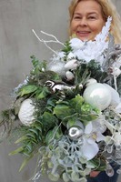 box świąteczny White Snow z lampkami LED, wys.48cm 